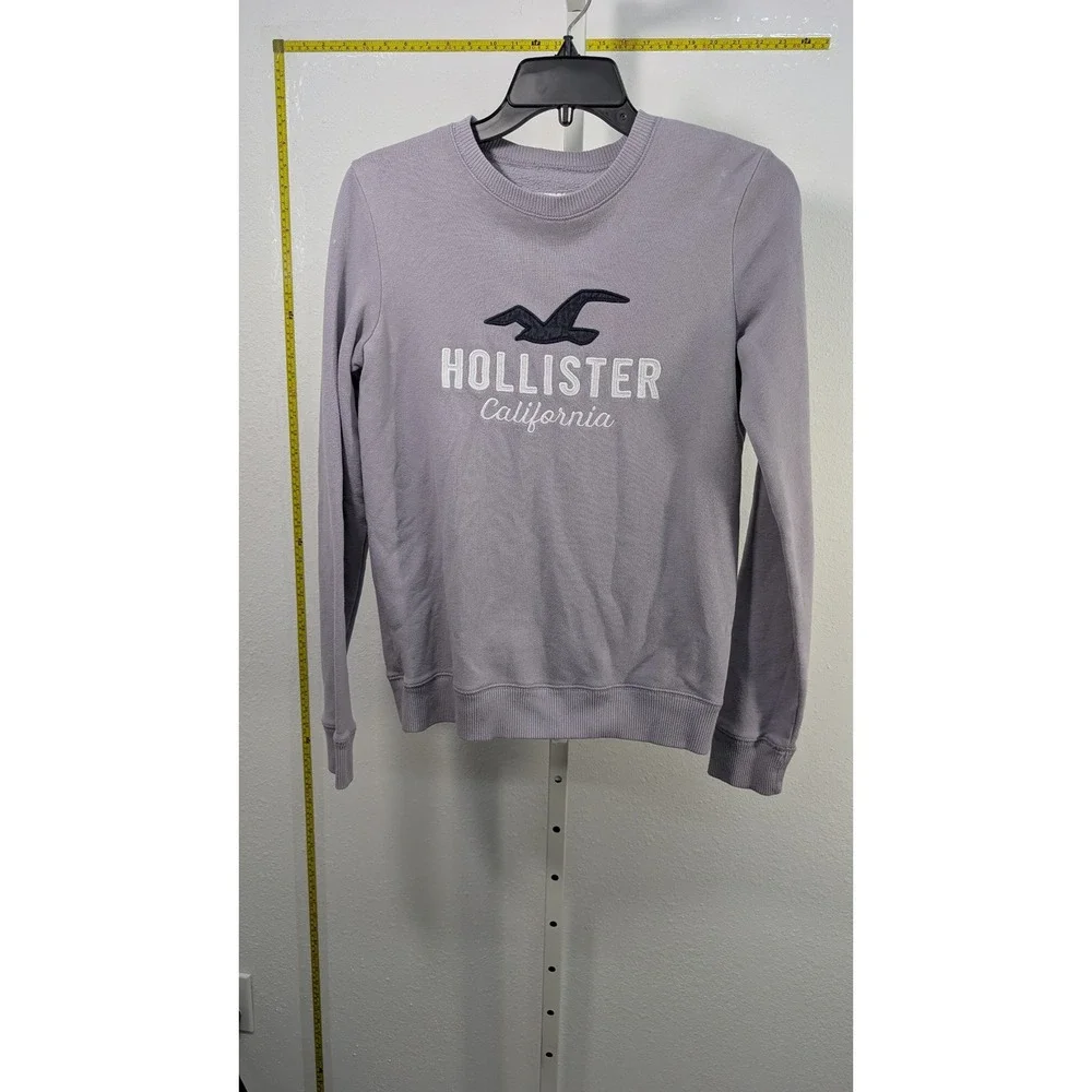 Hollister California Crewneck Sweatshirt Purple‎ Lavender Logo Pullover XS
